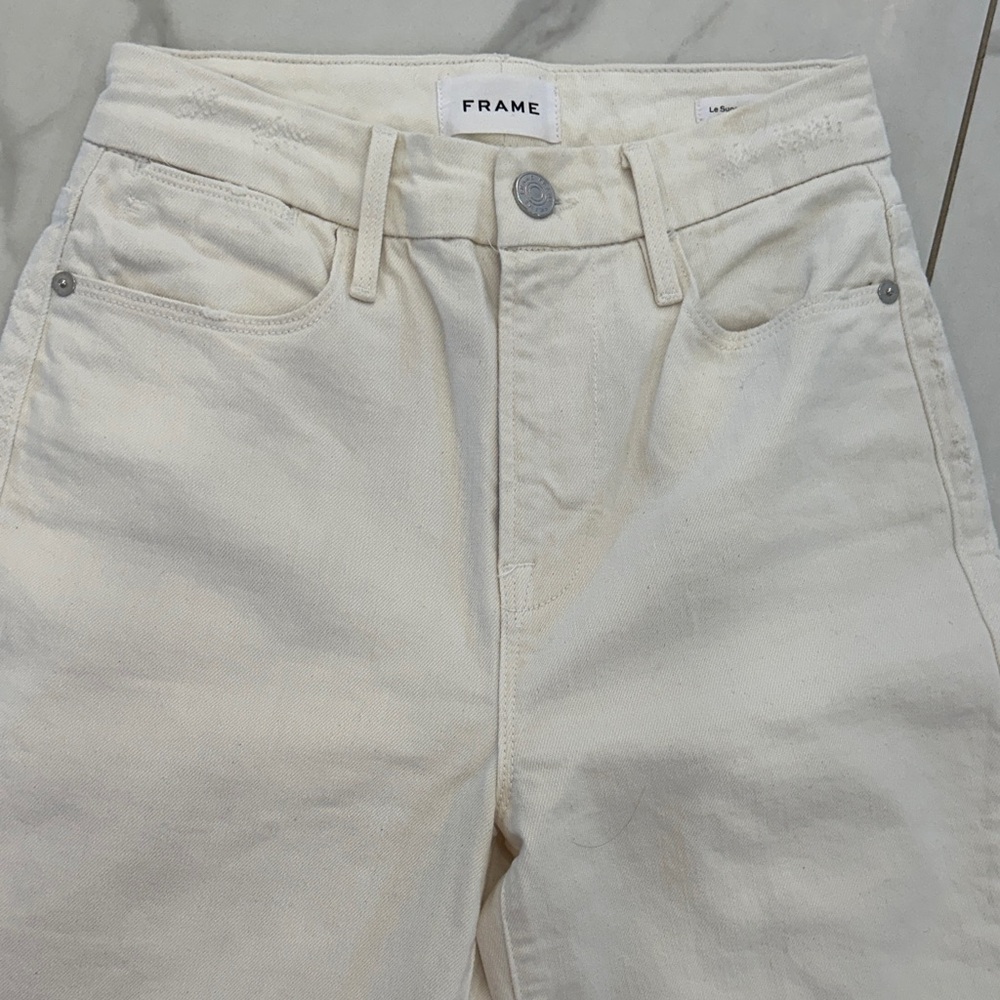 Frame Denim Women's Straight Leg Cream Jeans - Picture 2 of 3